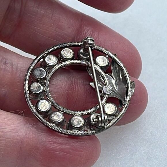 Vintage dce Curtis sterling silver cut glass brooch - Picture 3 of 7